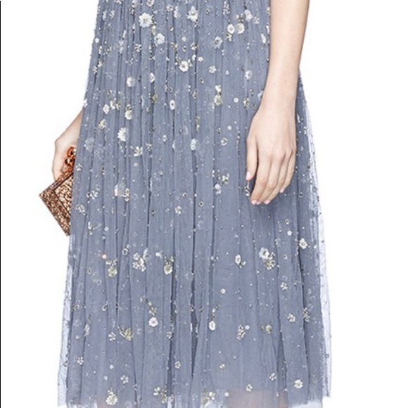 Needle & Thread Comet floral embellished open back midi dress. STYLE#211117202 - Picture 3 of 10